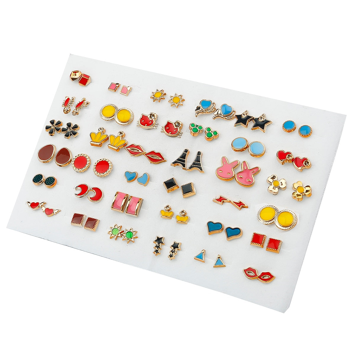 32 Pairs Moon Sun Stud Earrings Towel Set Women Small Girl Earring Jewelry