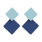 Two Tone Blue Square Drop Earrings Cartoon Art Women Party Jewelry Ear Fashion