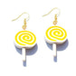 Yellow Spin Resin Candy Lollipop Drop Earrings Cartoon Ear Pendants Accessories