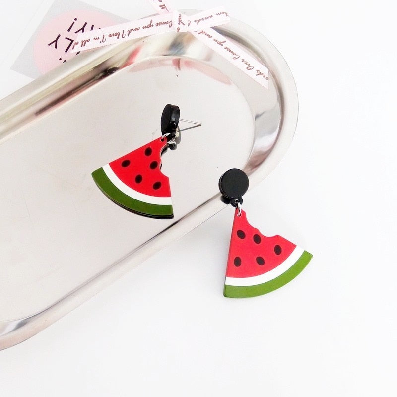 12 Styles Watermelon Lemon Strawberry Cherry Dangle Earrings Cartoon Ear