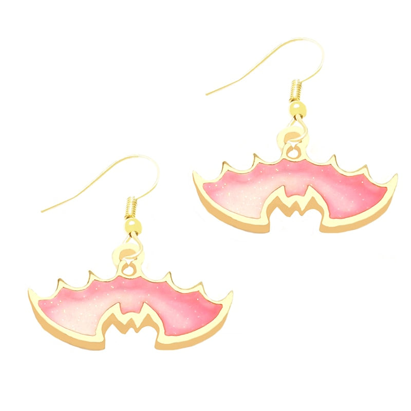 Pink Bat Drop Earrings Cartoon Ear Pendants Accessories Women Art Jewelry