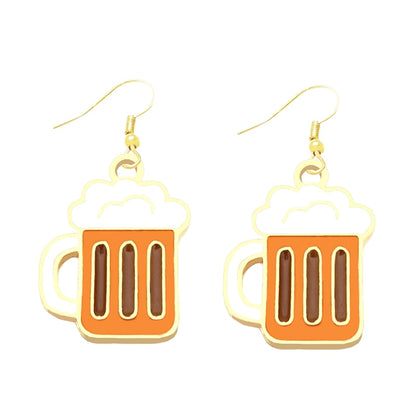 Beer Mug Drop Earrings Cartoon Ear Pendants Accessories Women Art Jewelry