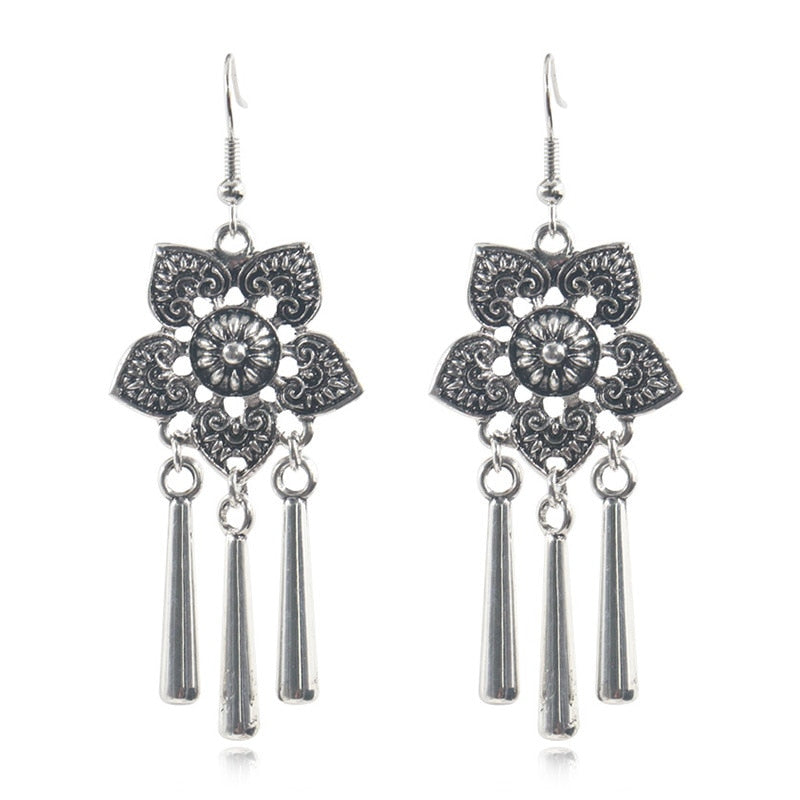 Textured Lotus Flower Dangling Drop Earrings Female Fashion Earrings Jewelry