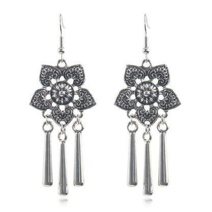 Textured Lotus Flower Dangling Drop Earrings Female Fashion Earrings Jewelry