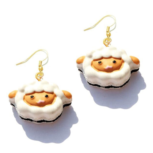 Resin Cartoon Sheep Drop Earrings Women Art Fashion Cartoon Earrings Creative