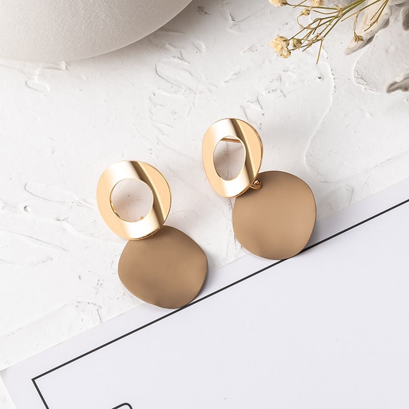 Khaki Disk Dangle Earrings Women Party Wedding Jewelry Dangle Gifts Earrings