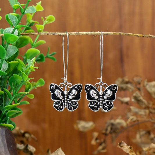 1Pair Skull Butterfly Drop Charm Earrings For Women Girl Fashion Modern Jewelry