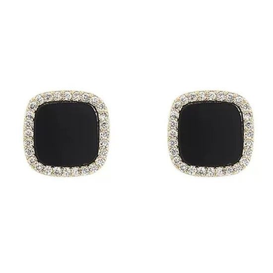 Rhinestone Geo Decor Stud Earrings for Women Girls Ear Studs Jewelry Gift