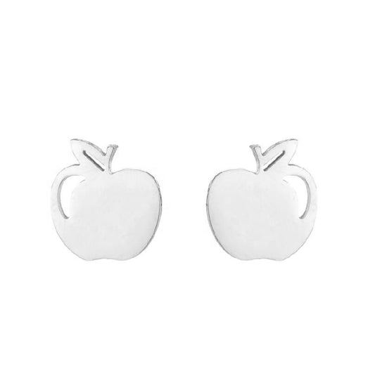 Apple Design Stud Earrings for Women Girls Ear Studs Jewelry Gift Fashion