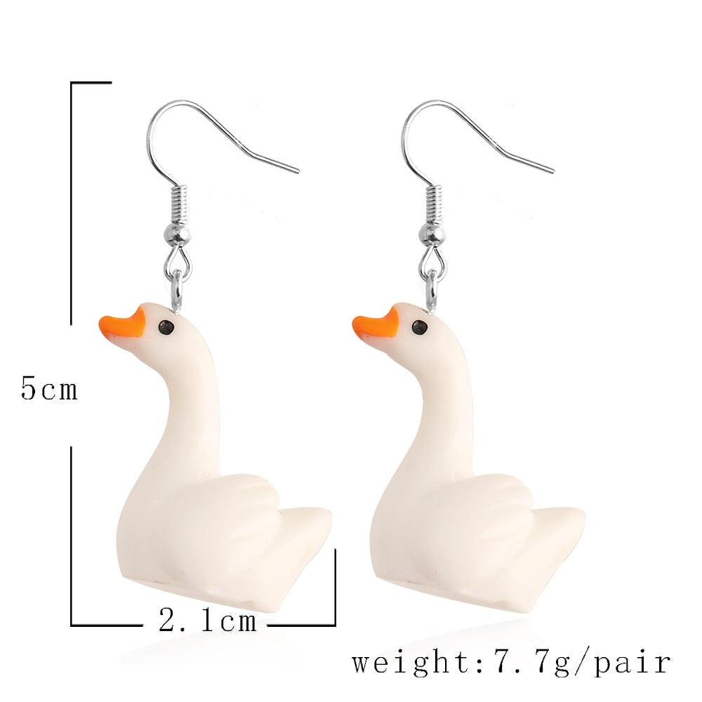 Goose White Drop Earrings Women Travel Fashion Cartoon Earrings Creative Jewelry