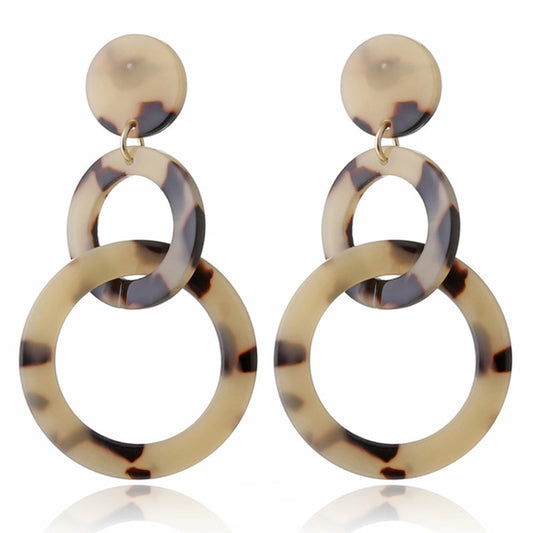 Circle Chain Acrylic Drop Earrings Modern Women Stylish Gift Jewelry Ear Fashion