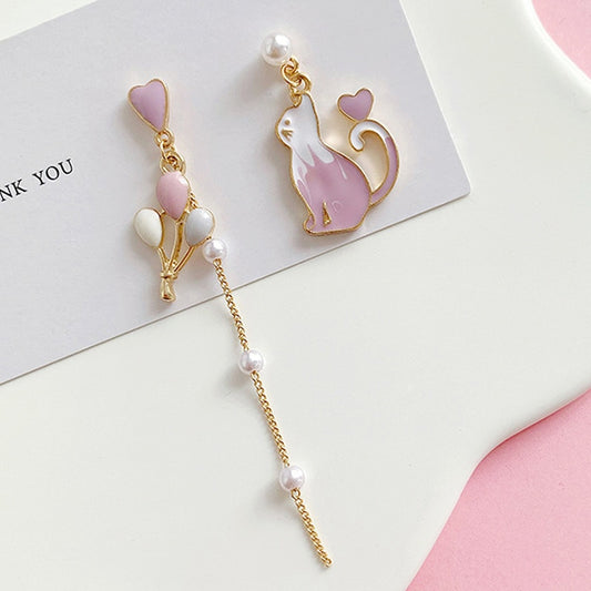 Cat and Baloon Drop Earrings Women Party Wedding Jewelry Creative Gifts Earrings
