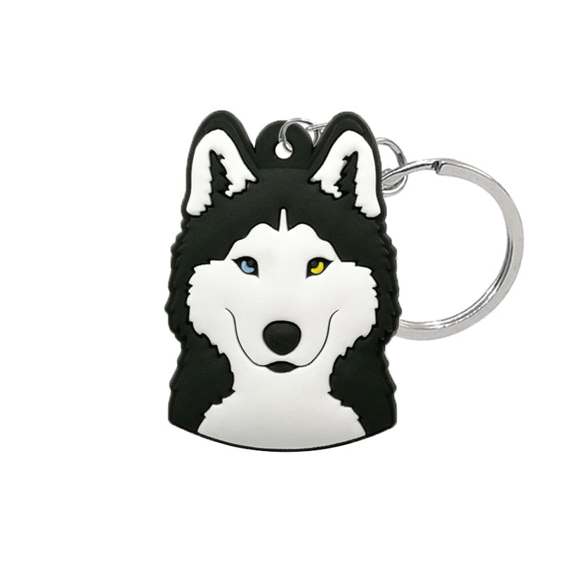 Husky Dog PVC Keyring Cute Cartoon Style Keychains Bag Car Pendant Jewelry Gift