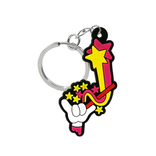 Hand and Stars PVC Keychain Cartoon Creative Gift Key Holder Keyring Anime