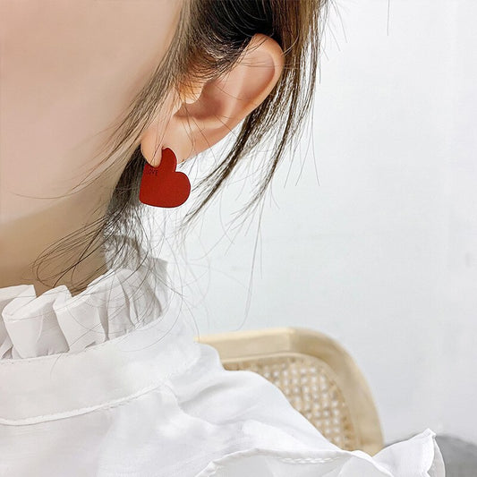 Love Red Heart Lady Cute Stud Earrings for Women Jewelry Girls Earrings