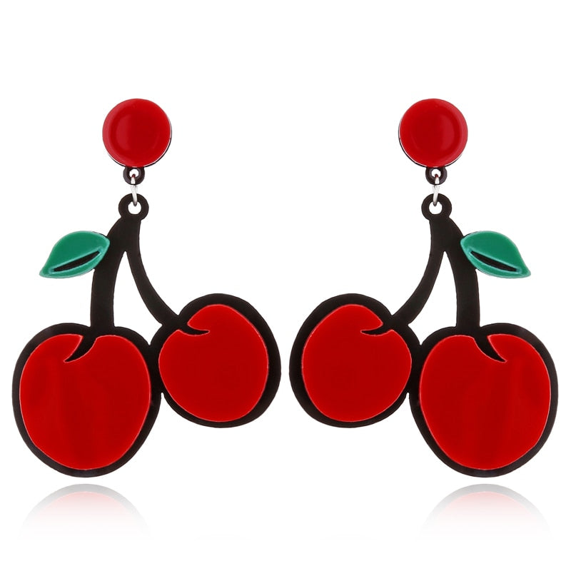 Acrylic Cherry Drop Earrings Female Travel Cartoon Earrings Creative Art Jewelry