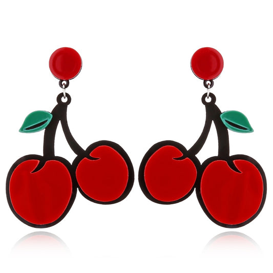 Acrylic Cherry Drop Earrings Female Travel Cartoon Earrings Creative Art Jewelry