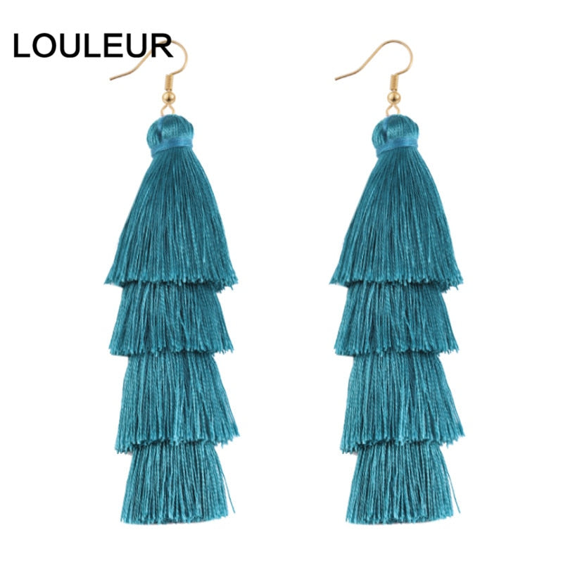 39 Styles  4 Layer Bohemian Multicolor Statement Tassel Dangle Earrings Women