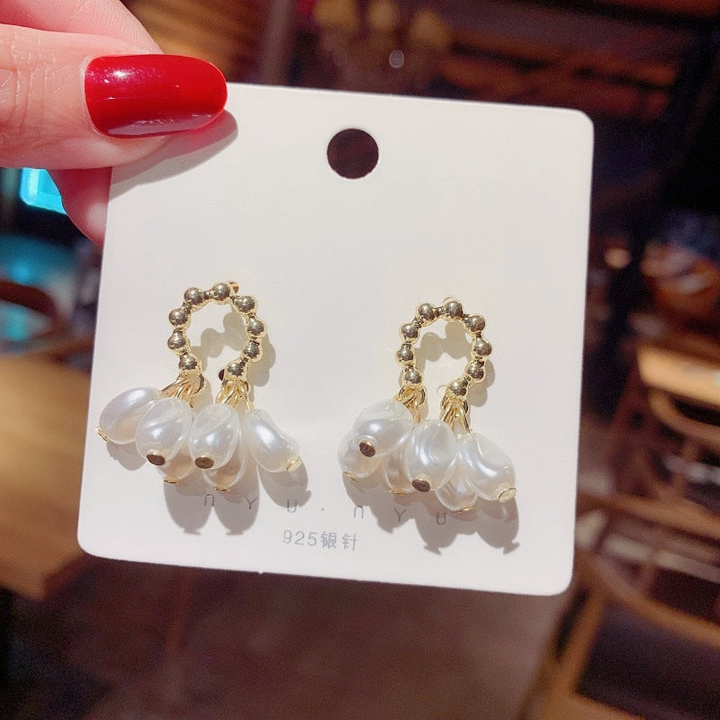 Cute Pearl Drops Stud Earrings for Women Jewelry Girls Earrings