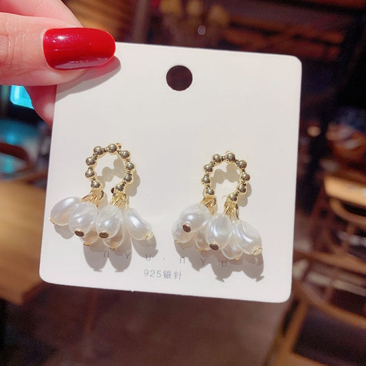 Cute Pearl Drops Stud Earrings for Women Jewelry Girls Earrings