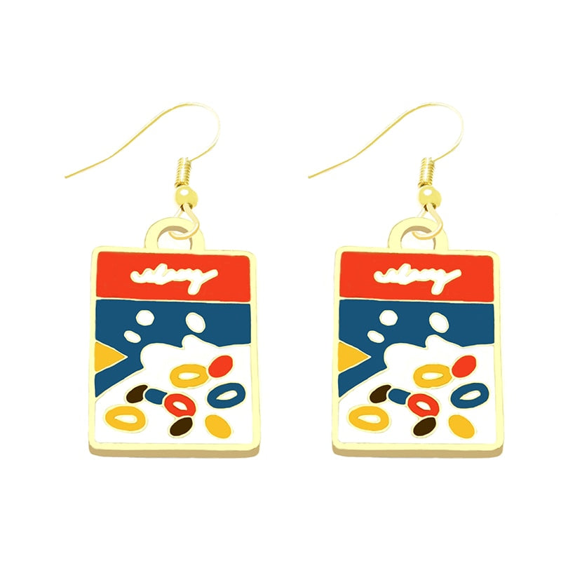 Cereal Drop Earrings Cartoon Ear Pendants Accessories Women Art Jewelry