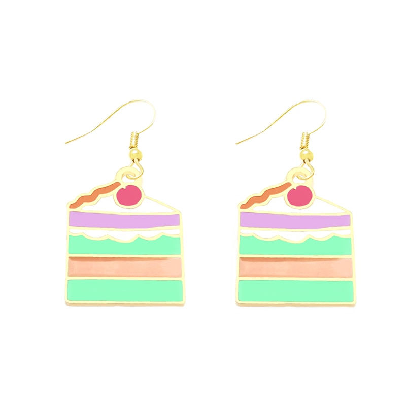 Cake Slice Drop Earrings Cartoon Ear Pendants Accessories Women Art Jewelry