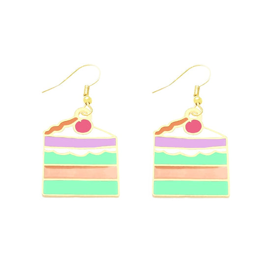 Cake Slice Drop Earrings Cartoon Ear Pendants Accessories Women Art Jewelry