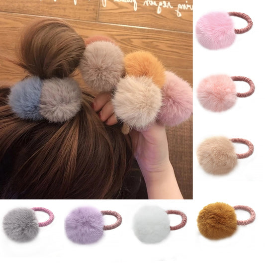 10 Styles Fur Ball With Elastic Rope Hair Band Handmade Elastic Ponytail Holders