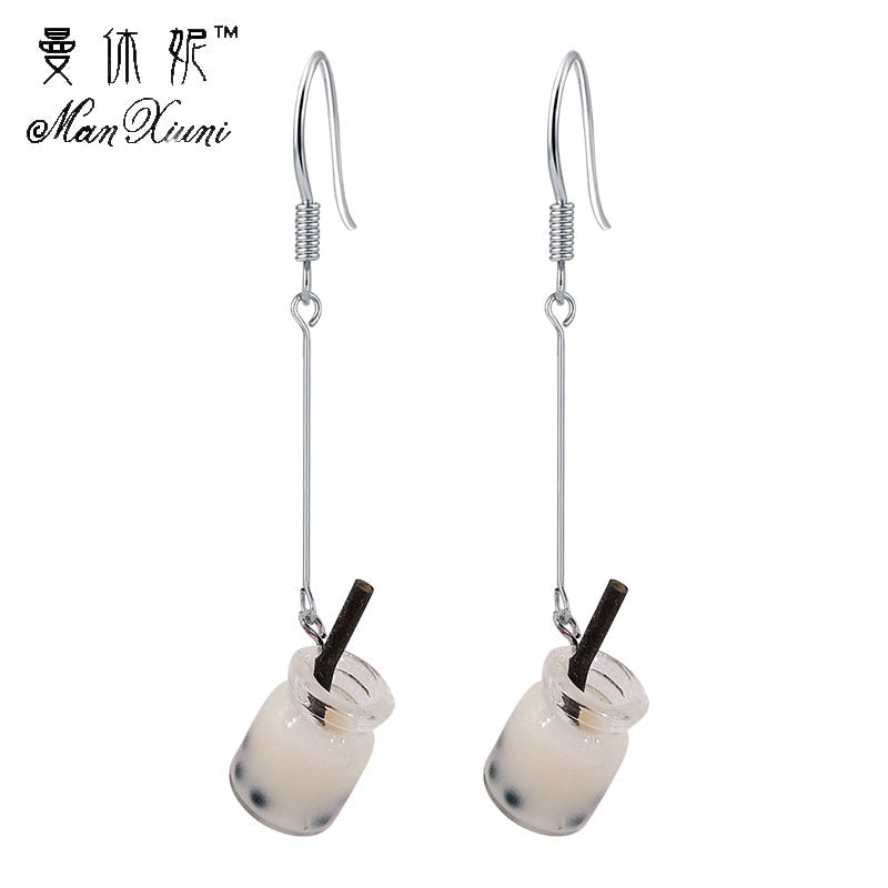 12 Styles Colorful Acrylic Milk Tea Dangle Earrings for Girls Women Birthday