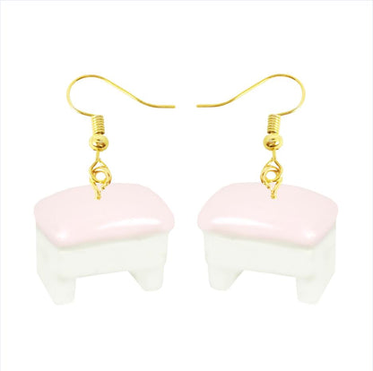 Retro Pink Bench Drop Earrings Cartoon Art Women Party Jewelry Ear Fashion