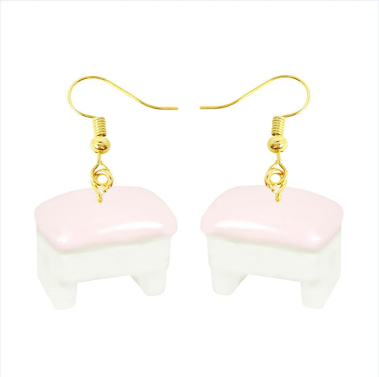 Retro Pink Bench Drop Earrings Cartoon Art Women Party Jewelry Ear Fashion