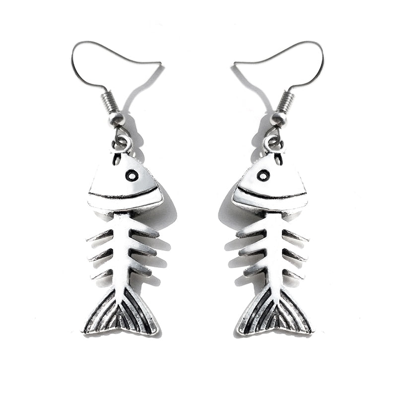 Handmade Fish Bone Metal Drop Earrings Women Travel Fashion Cartoon Earrings