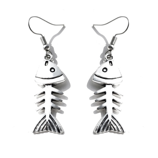 Handmade Fish Bone Metal Drop Earrings Women Travel Fashion Cartoon Earrings