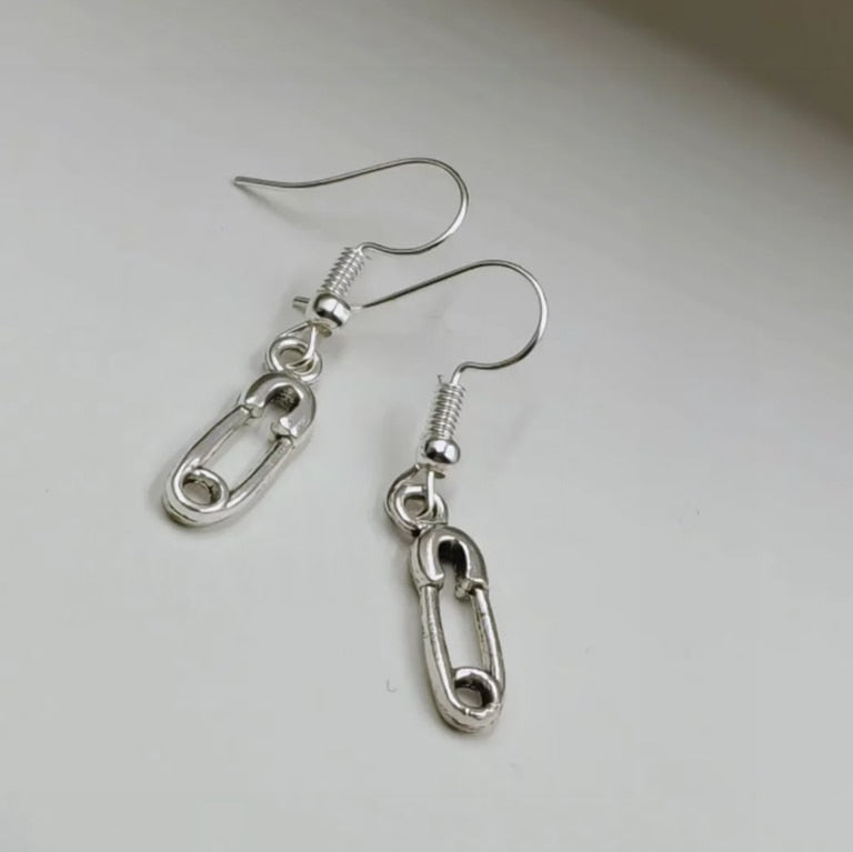 Metal Safety Pin Drop Earrings Women Party Wedding Jewelry Dangle Gifts Earrings