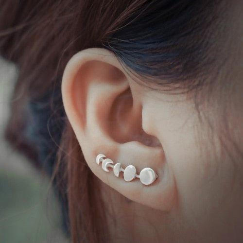 Moon Phases Ear Climbers Ear Crawlers Women Party Club Stud Earrings Fashion