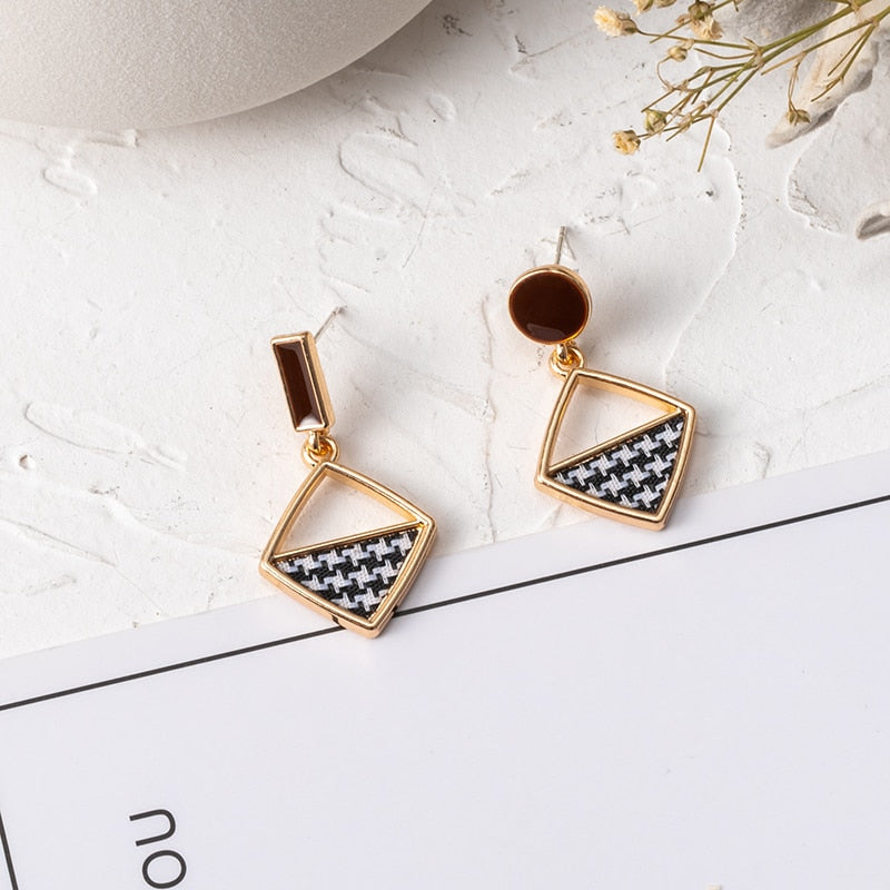 12 Styles Geometric Brown Acrylic Dangle Earrings Women Party Wedding Jewelry