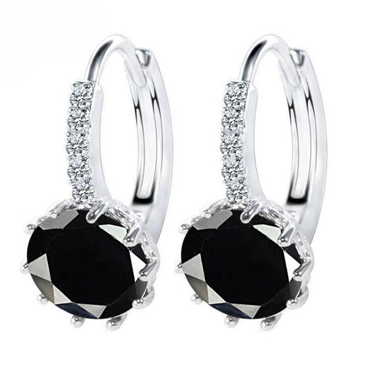 Black Rhinestone Ear Buckle Ear Studs Earrings Female Fashion Earrings Jewelry