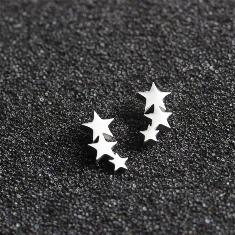 12 Styles Tiny Minimalist Stainless Steel Stud Earrings Women Jewelry Small