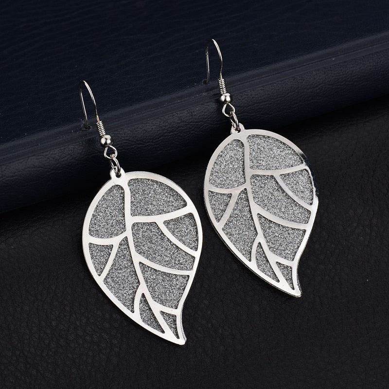 Leaf Frosted Dangle Earrings Fashion Party Girls Pendant Earrings Women Jewelry