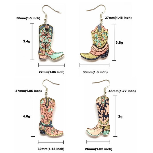 Retro Cowgirl Boots Drop Charm Earrings For Women Girl Fashion Modern Jewelry