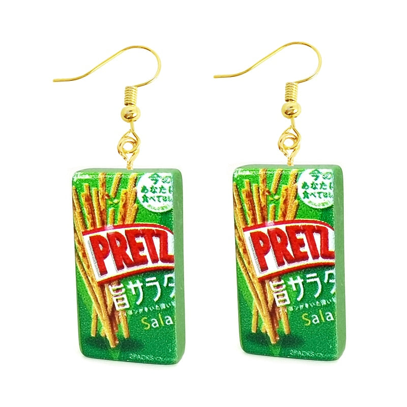 Pretzel Sticks Resin Drop Earrings Women Creativity Jewelry Cute Earring Girls