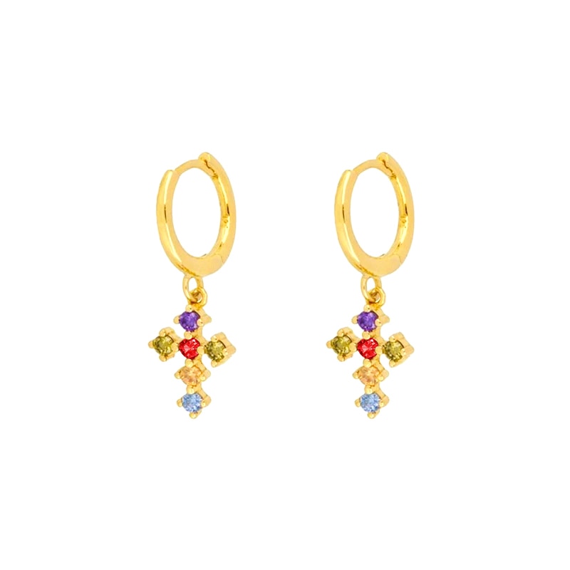 Mixed Color Cross Piercing Cartilage Earrings Women Girl Fashion Trendy Jewelry