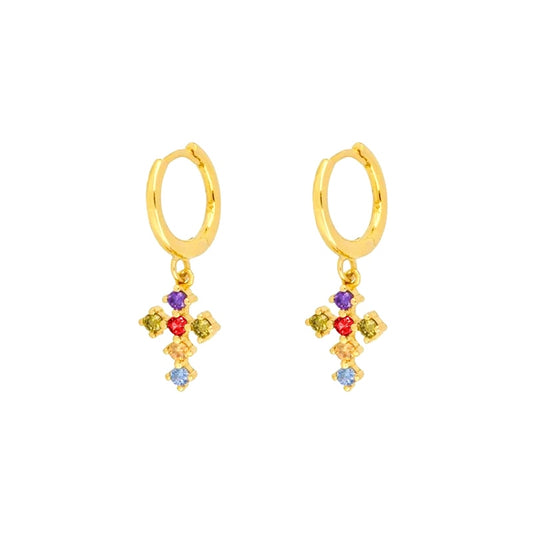 Mixed Color Cross Piercing Cartilage Earrings Women Girl Fashion Trendy Jewelry