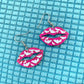 Hot Pink Glitter Lip With Bat Acrylic Drop Earrings Fashion Women Summer Party