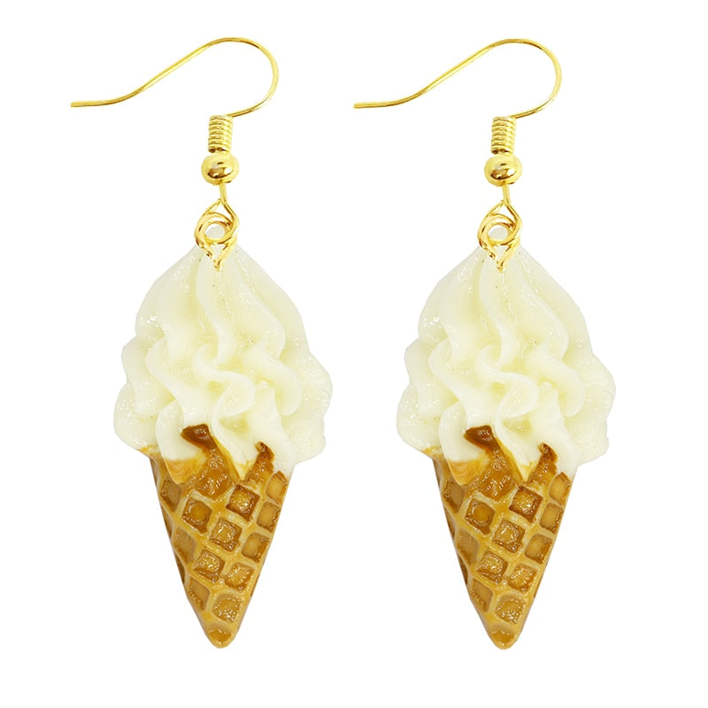 Funny Cute Vanilla Ice Cream Drop Earrings Women Creativity Jewelry Cute Earring