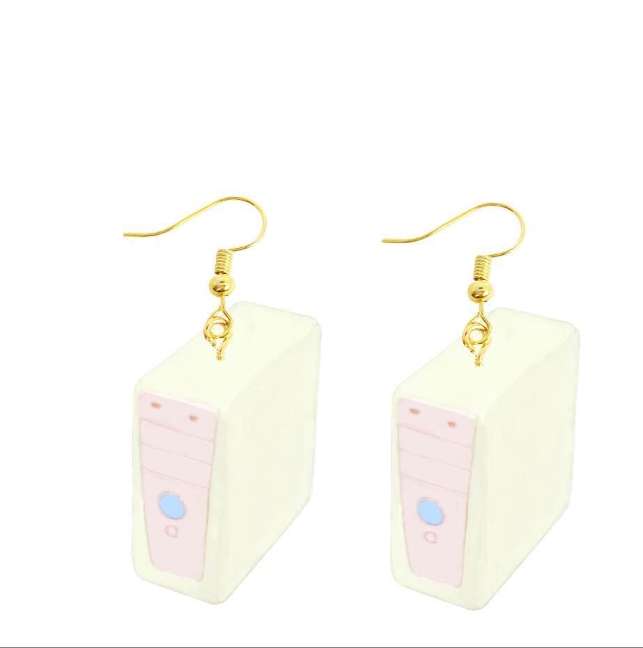 Retro Computer Block Drop Earrings Cartoon Art Women Party Jewelry Ear Fashion