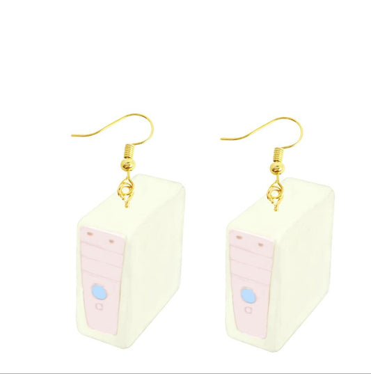 Retro Computer Block Drop Earrings Cartoon Art Women Party Jewelry Ear Fashion