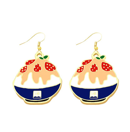 Dessert Bowl Drop Earrings Cartoon Ear Pendants Accessories Women Art Jewelry