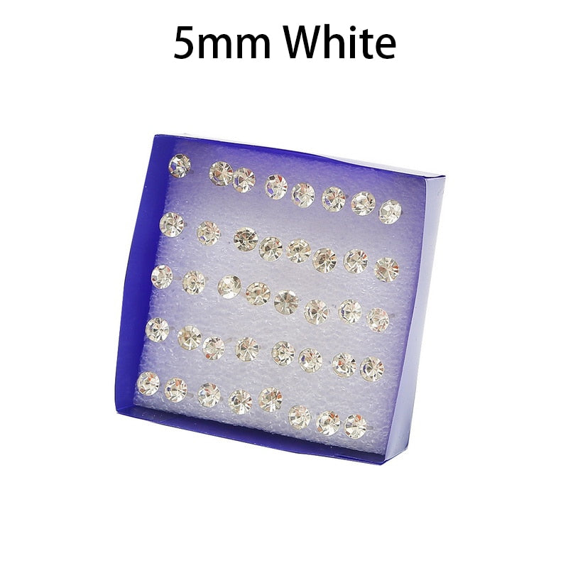 20 Pairs 5mm Clear Crystal Earrings Cartoon Ear Pendants Accessories Women Art