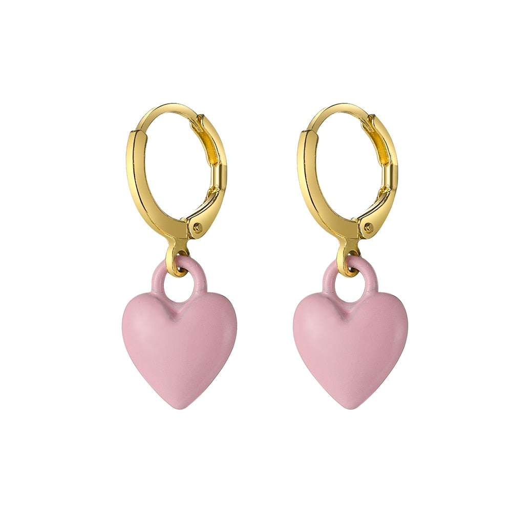 Pink Heart Dangle Earrings Fashion Party Girls Pendant Earrings Women Jewelry